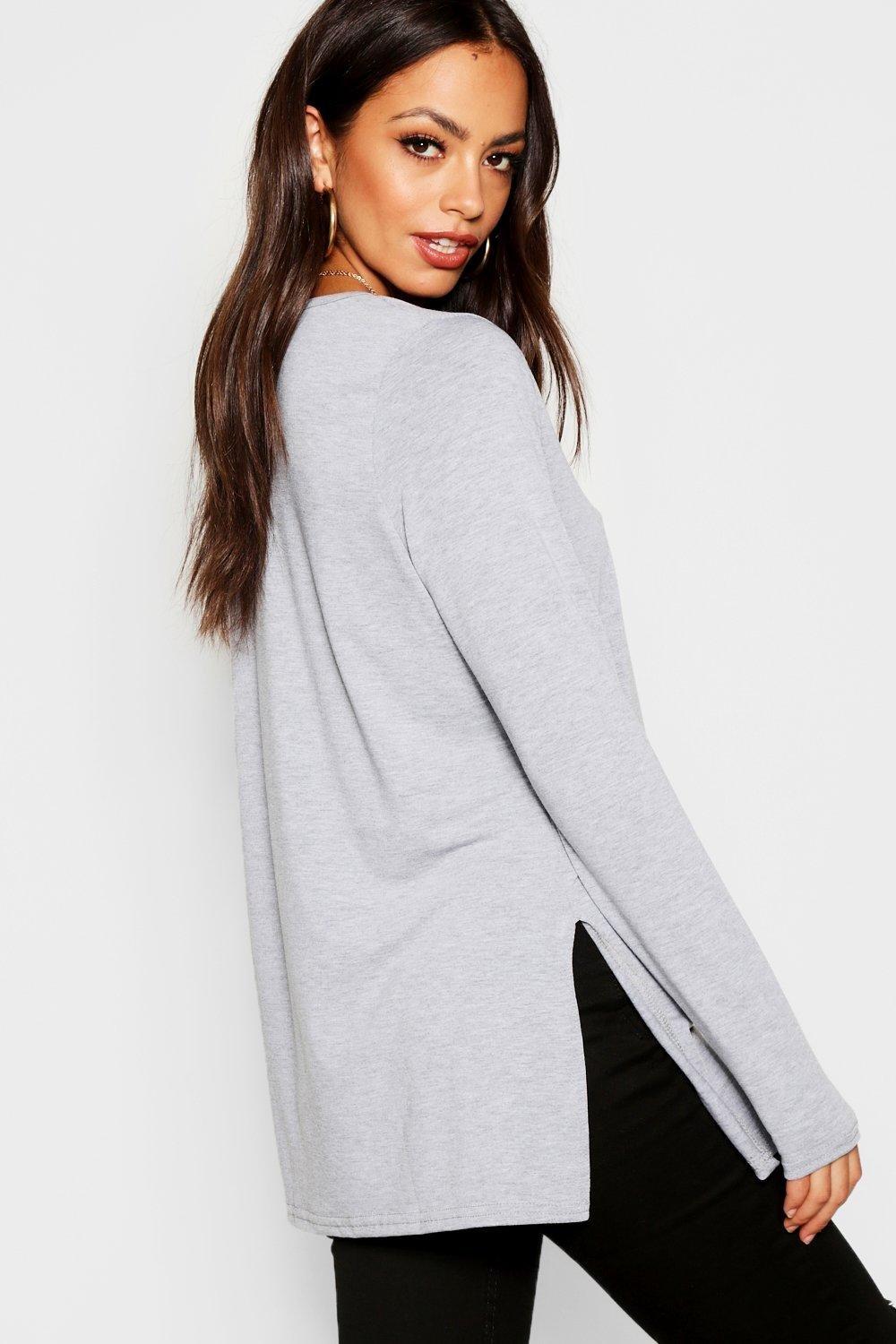 Long sleeve side store split top