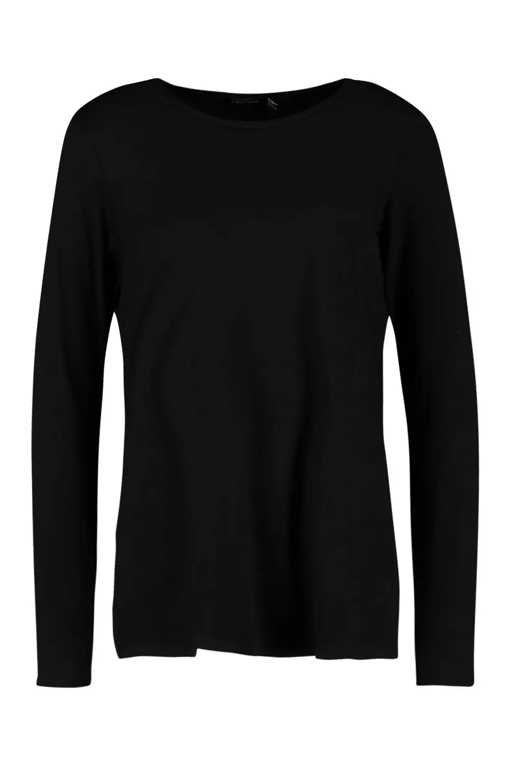 Black Basic Long Sleeve Split Side Top alternative image