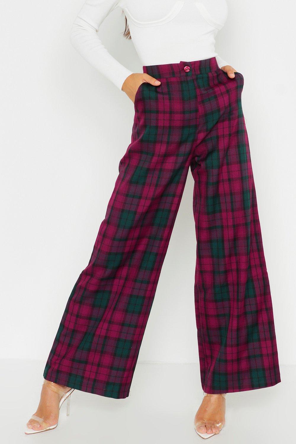 Plaid on sale pants boohoo