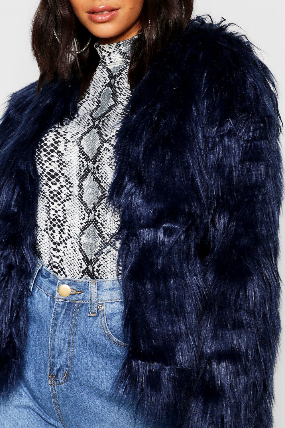 Navy blue 2024 fur coat