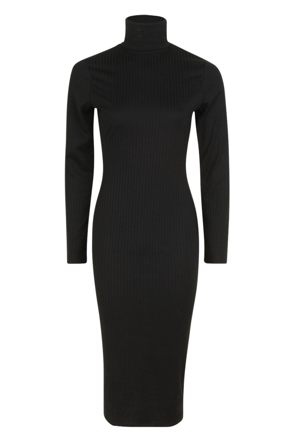 jumbo rib roll neck midi dress