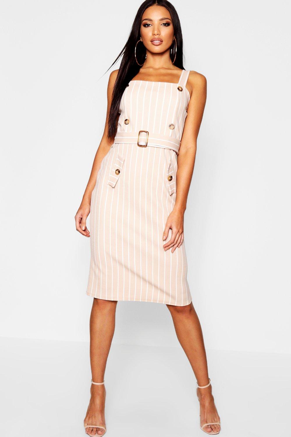 belted pinafore dress