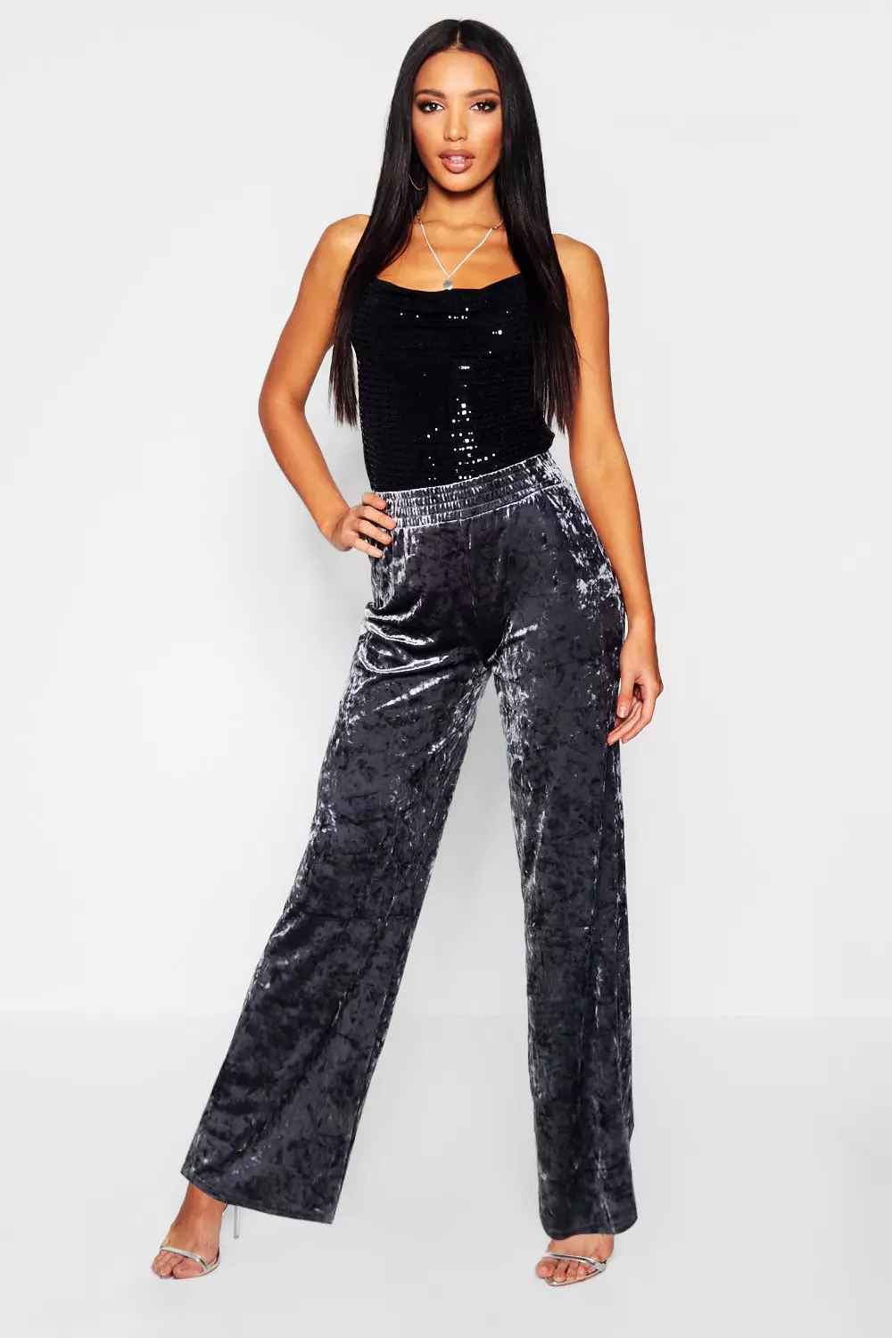 Grey velvet trousers best sale