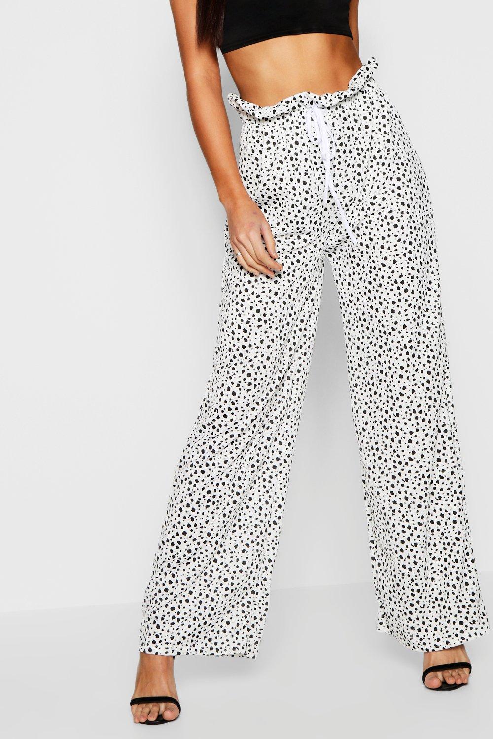 Dalmation Spot Paperbag Wide Leg Trousers boohoo DK