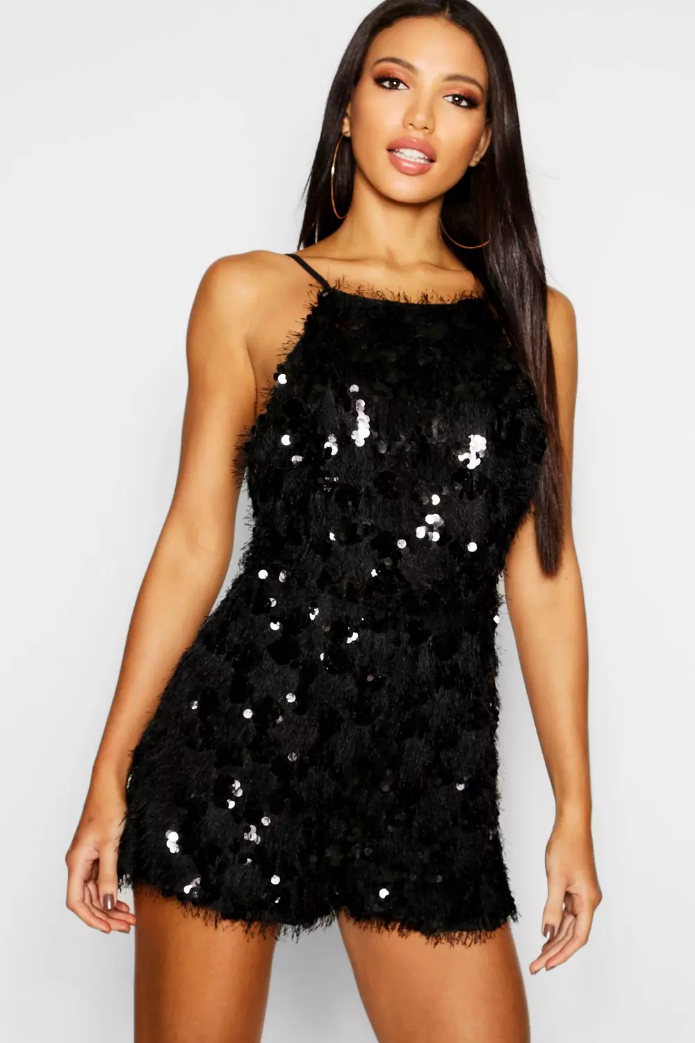 Tassel Disc Sequin High Neck Playsuit