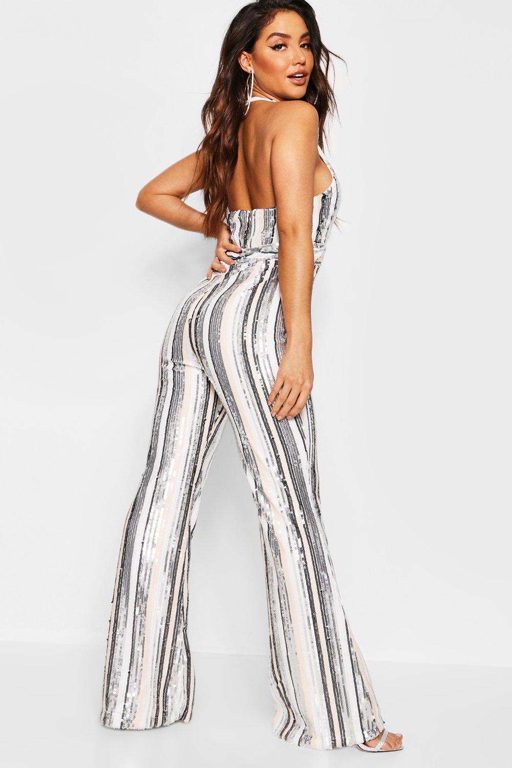 flared sequin jumpsuit