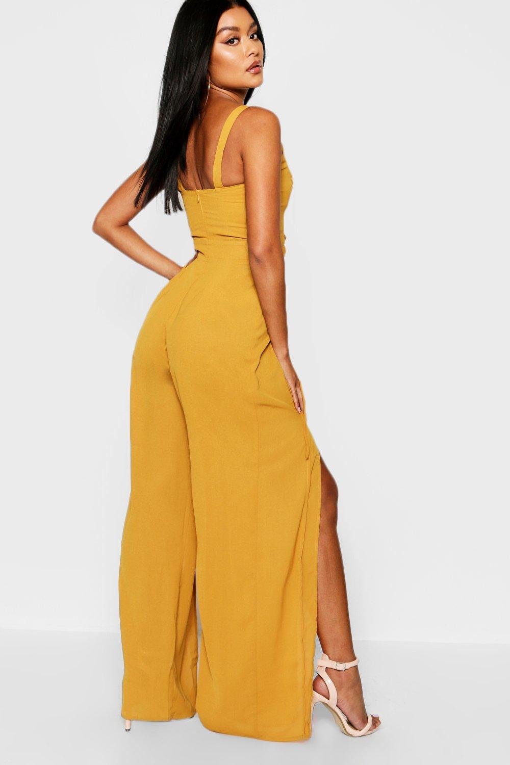 boohoo burgundy jumpsuit
