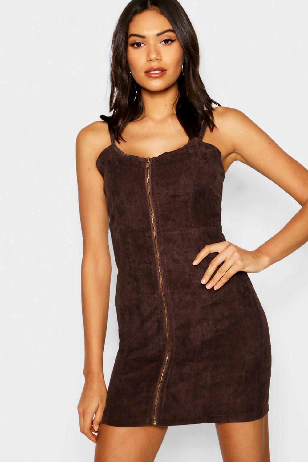 Cord dress boohoo best sale