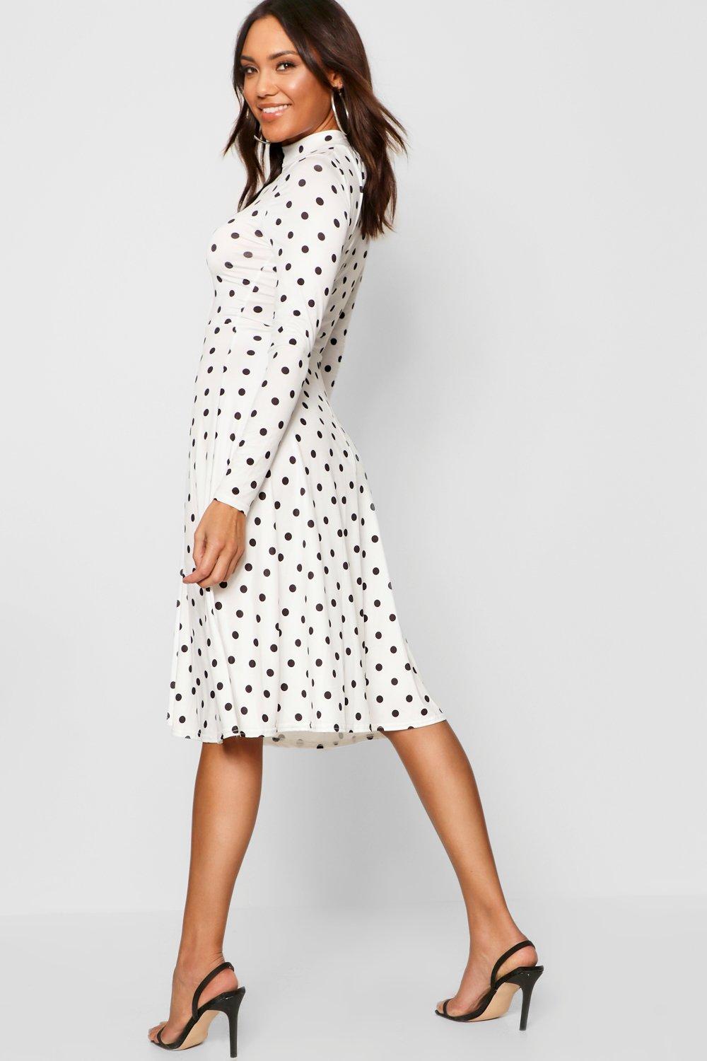 polka dot midi dress long sleeve