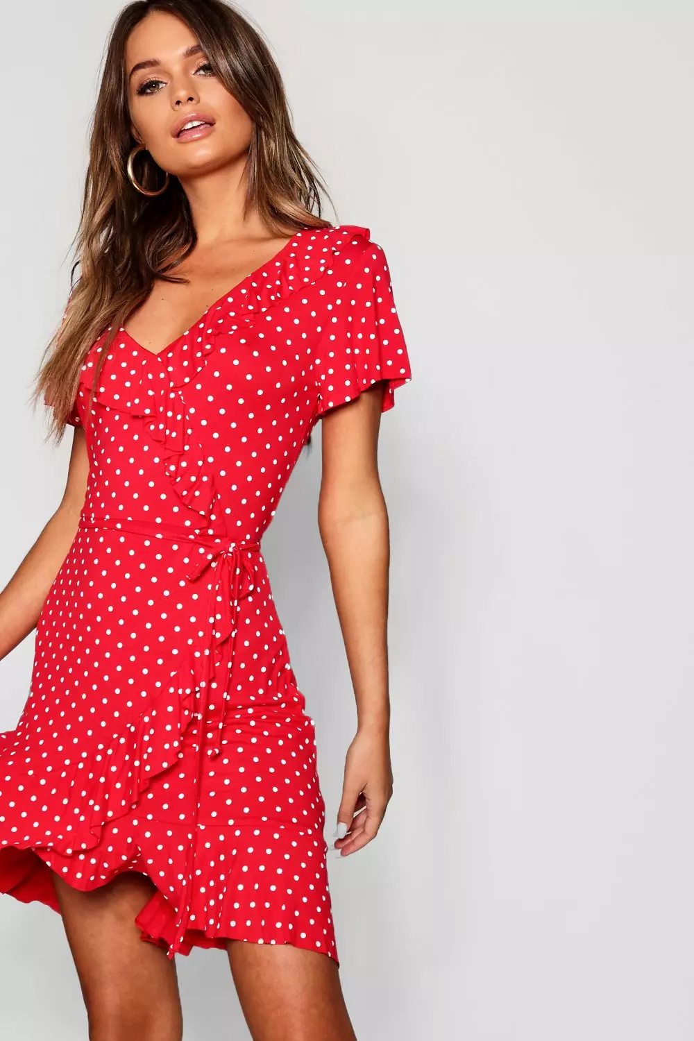 Boohoo ruffle tea hot sale dress