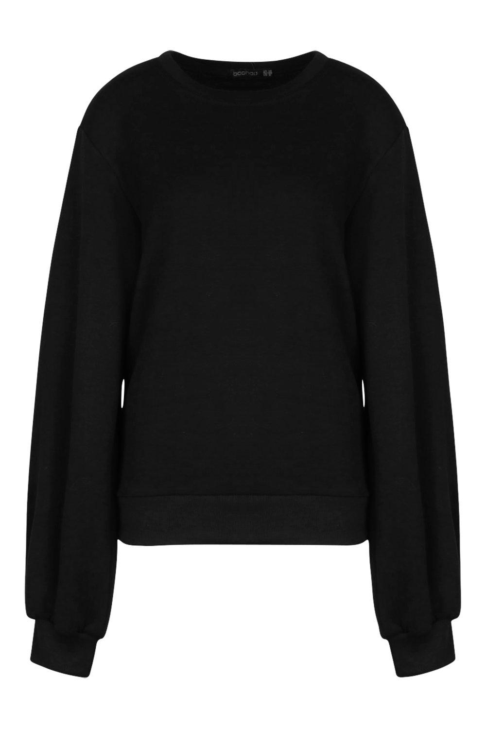 Cropped Balloon Sleeve All Over Print Sweat