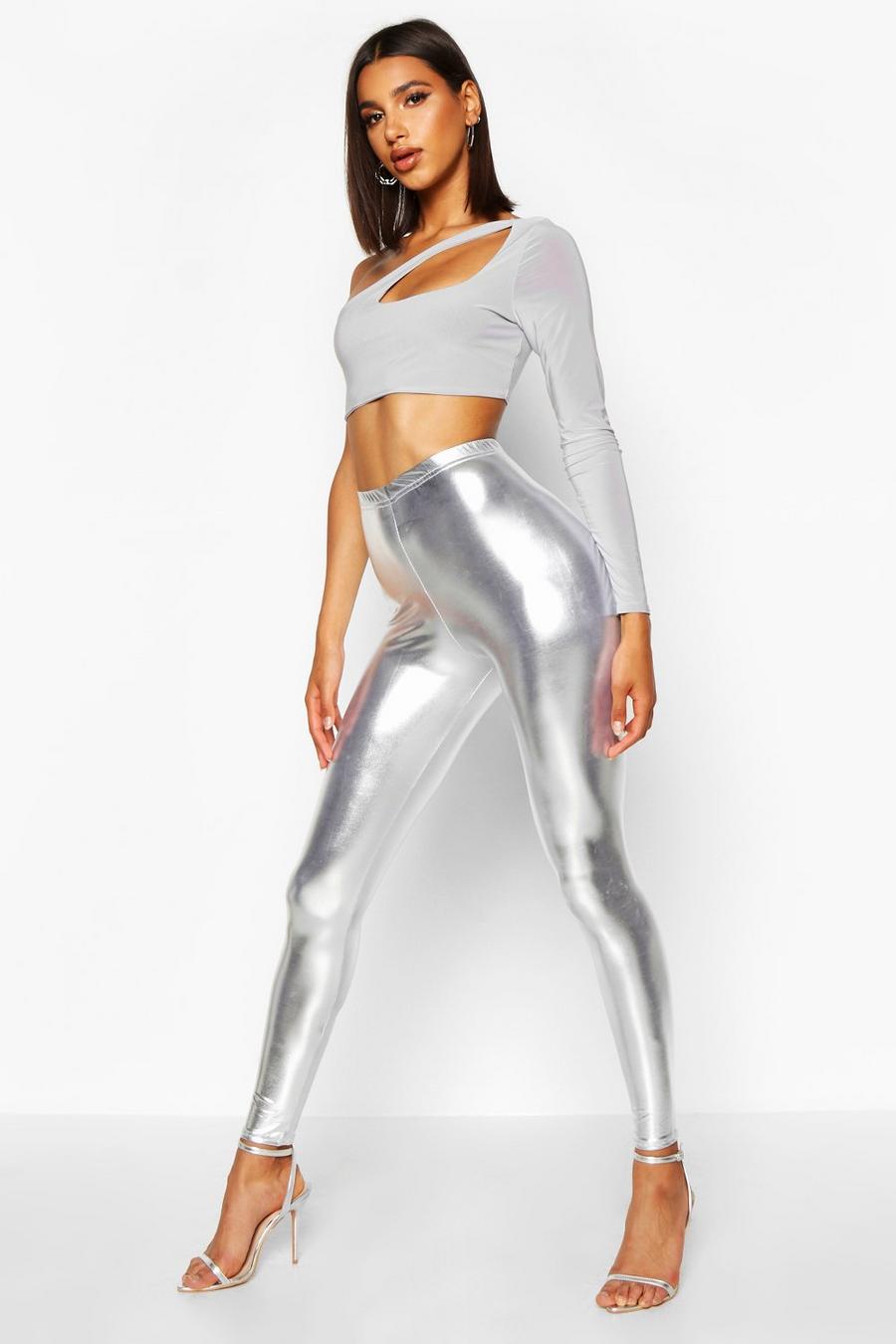 Silver Metallicfärgade leggings image number 1