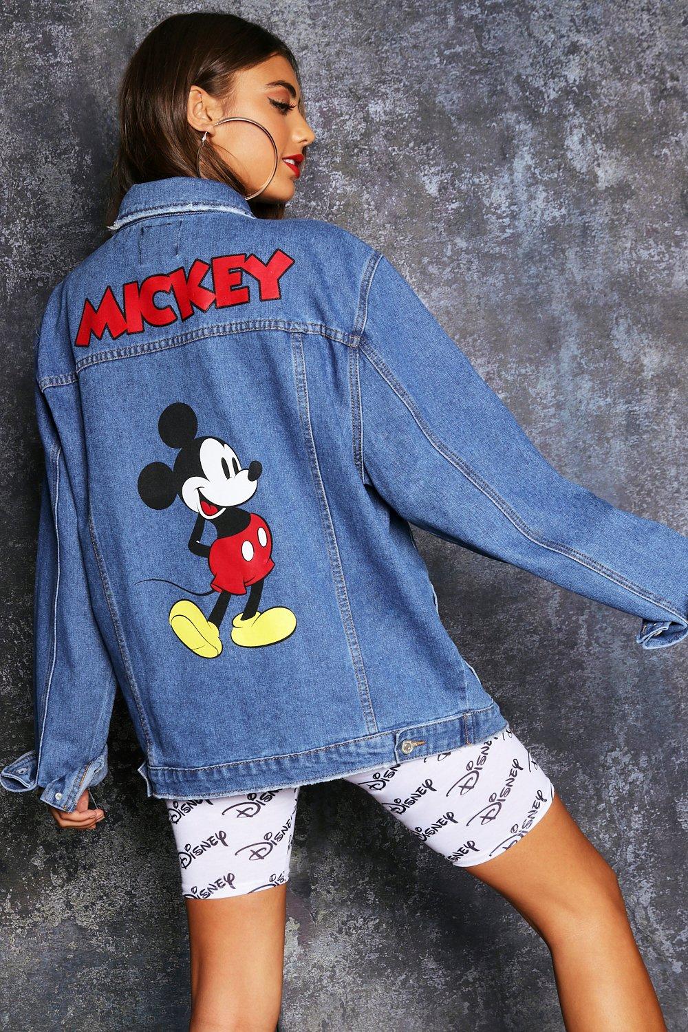 Womens Disney Mickey Graphic Denim Jacket | Boohoo UK