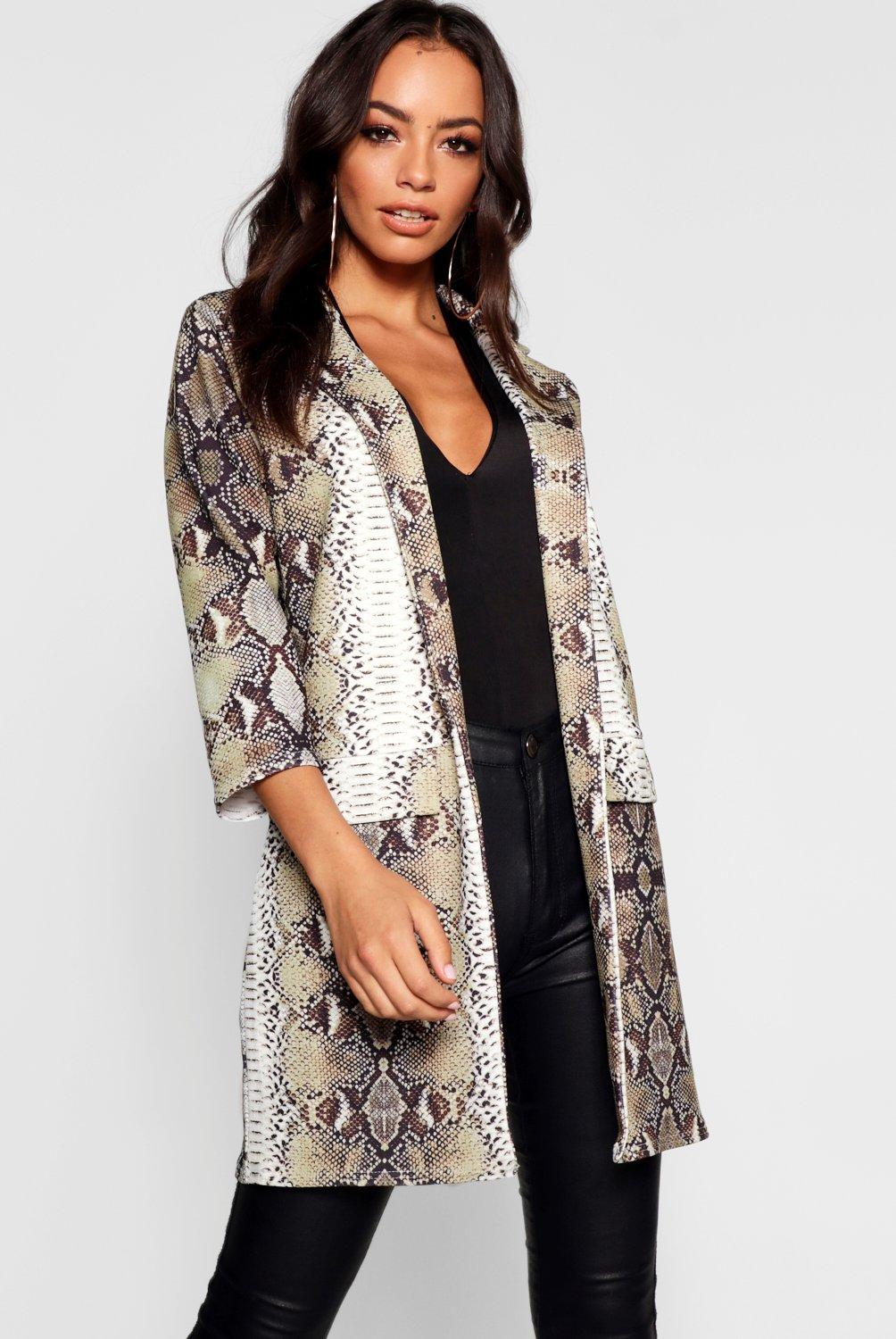 snake print duster coat