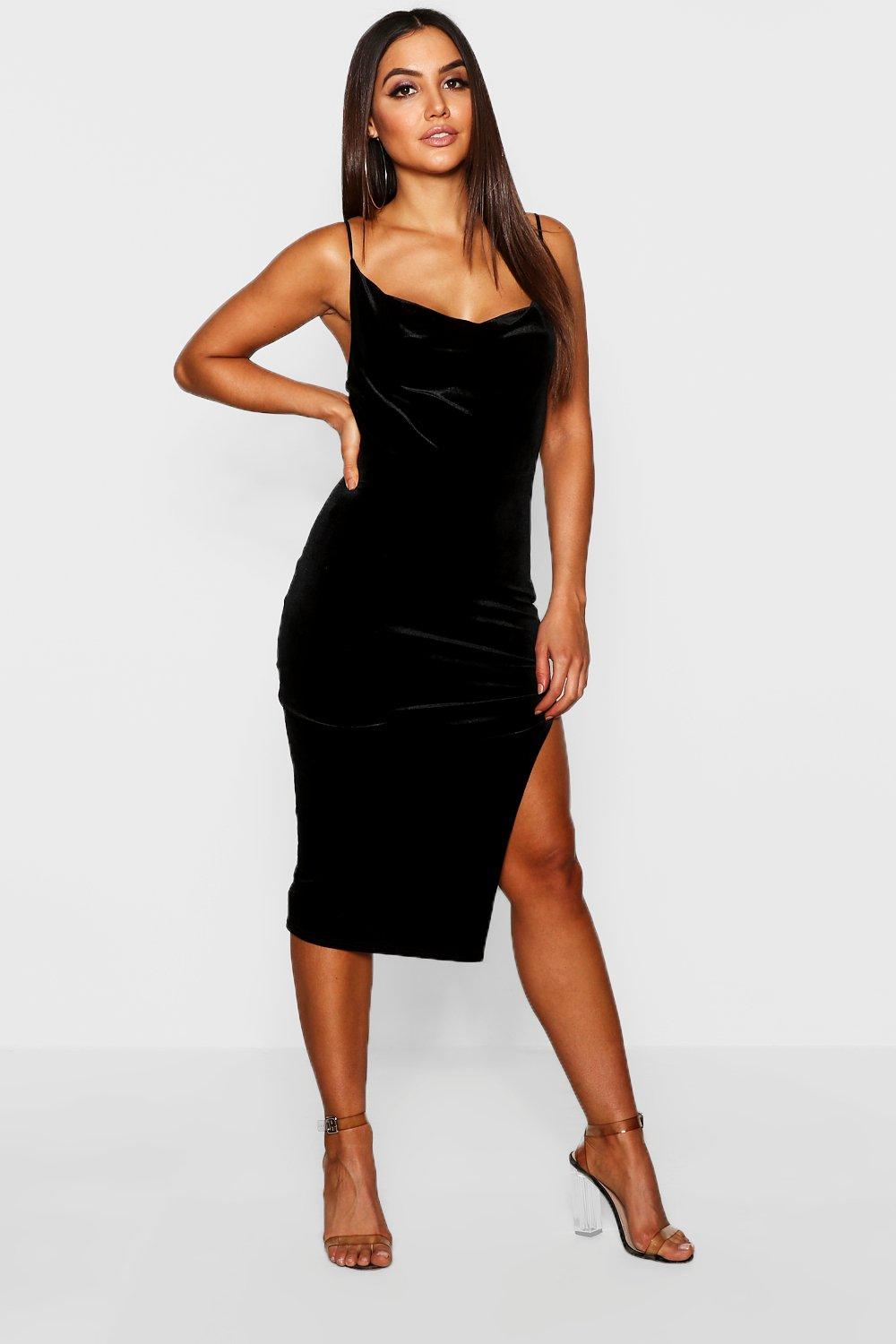 boohoo velvet midi dress