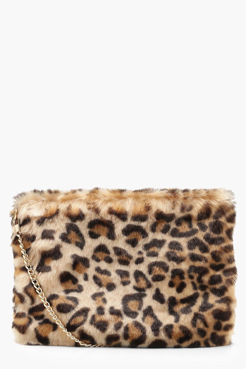 faux fur leopard bag