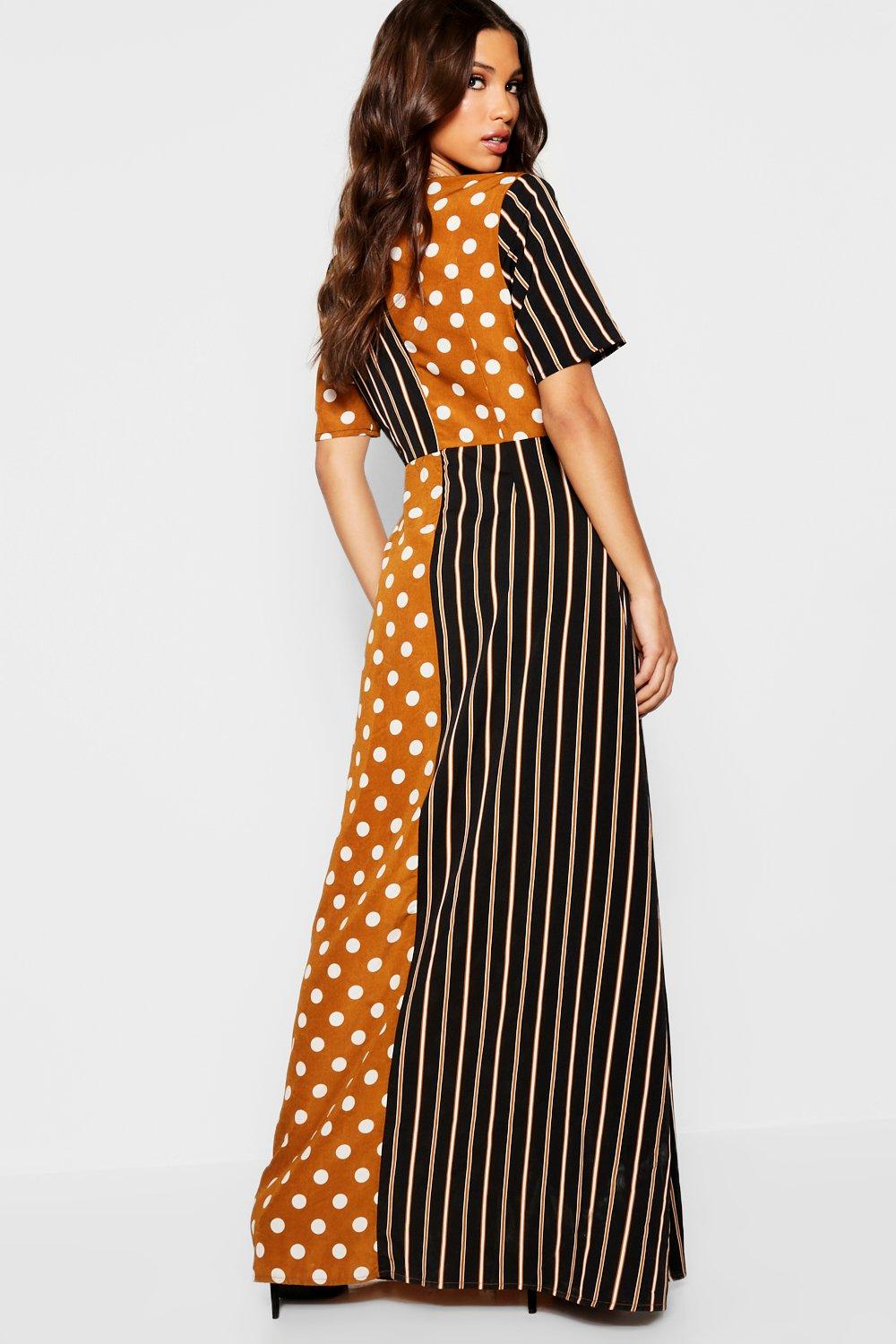 spots and stripes maxi dress