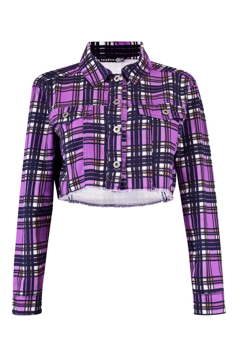 Sobrecamisa cuadros online morada