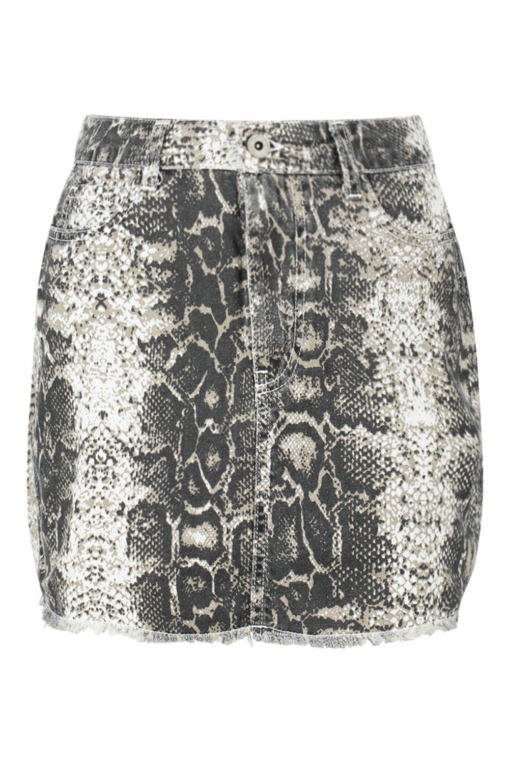 Pink snake print outlet denim skirt