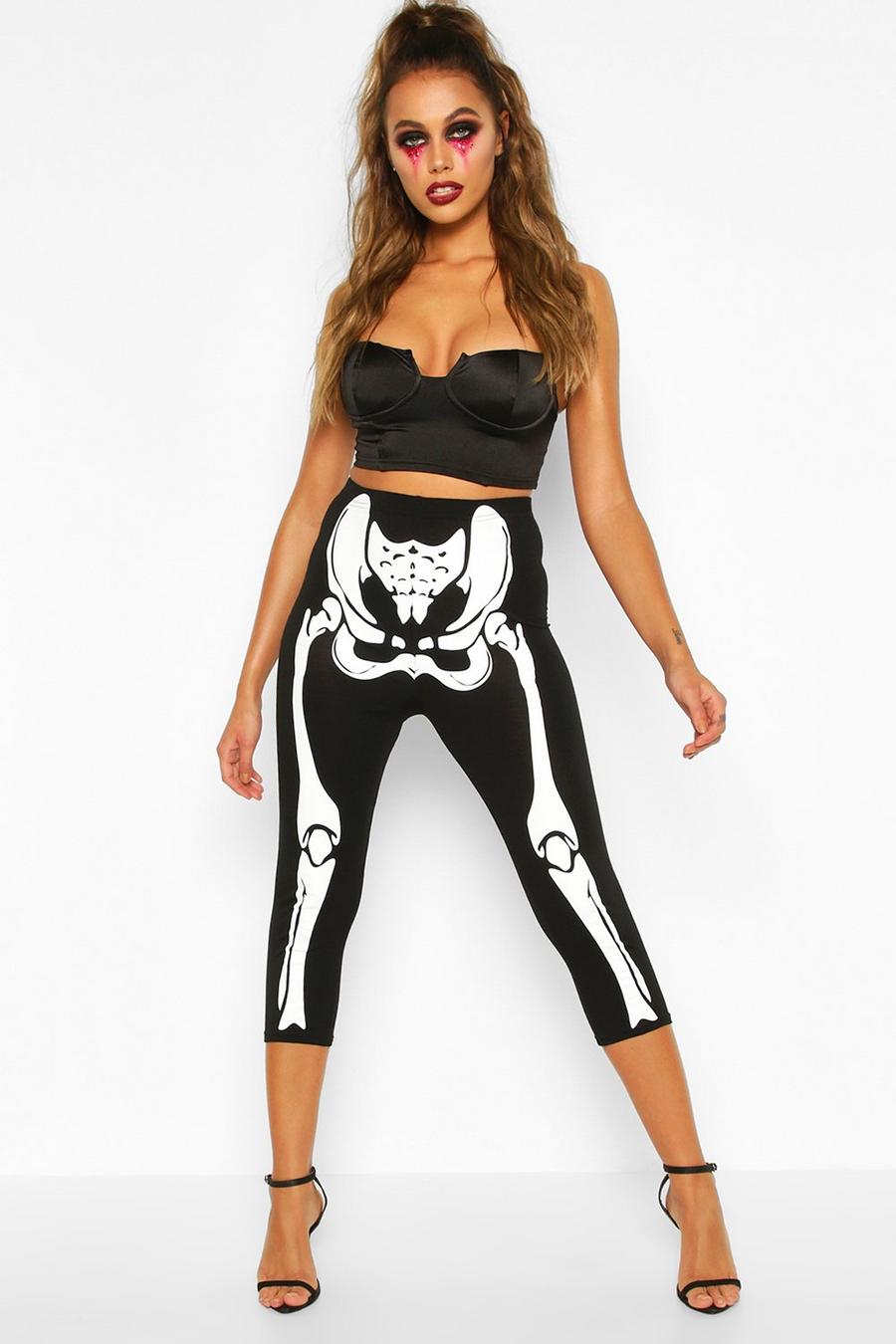 Halloween Trekvartslånga leggings med skelett image number 1