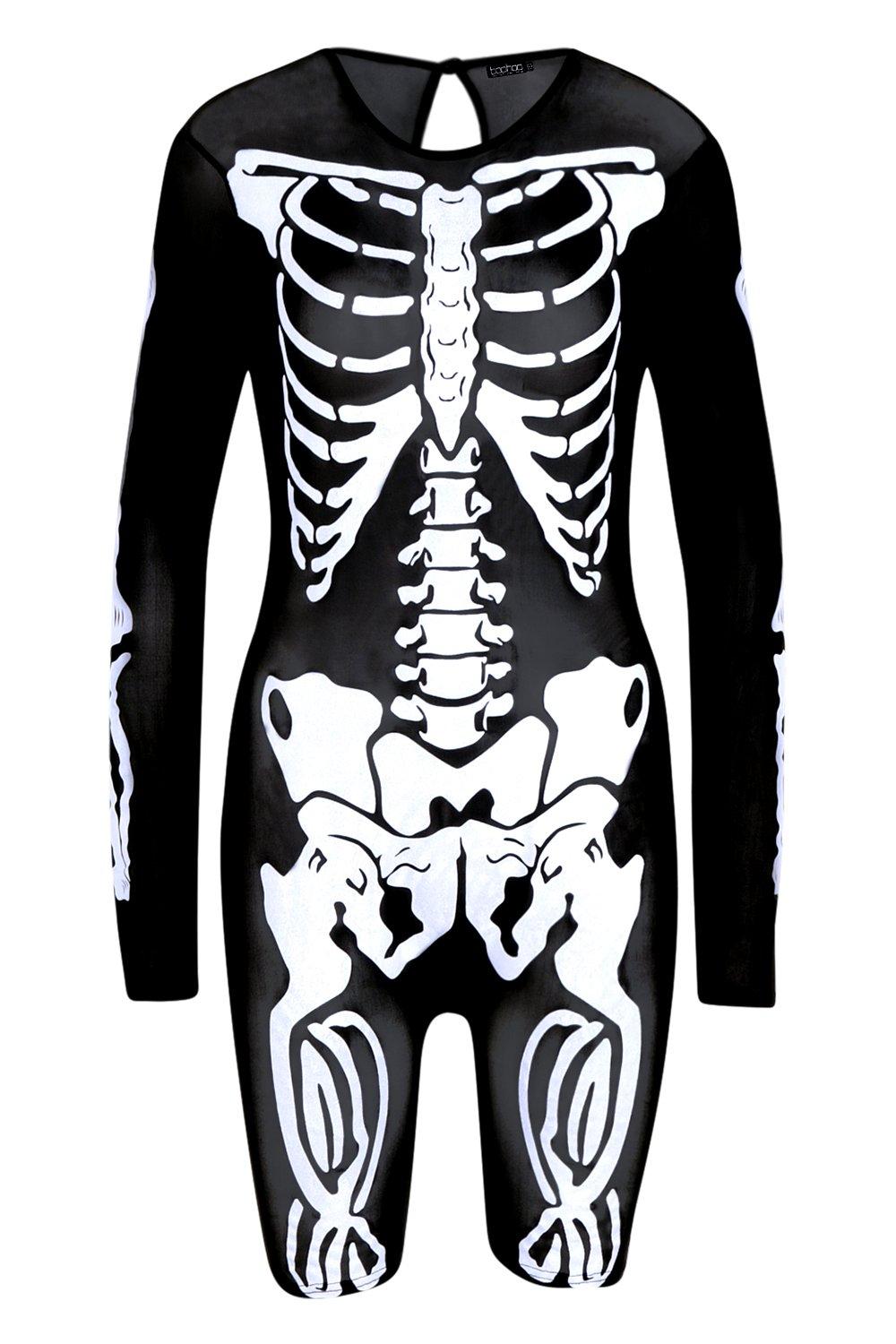 Halloween Skeleton Mesh Playsuit