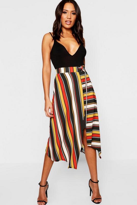 Women's Woven Contrast Stripe Midi Skirt | Boohoo UK
