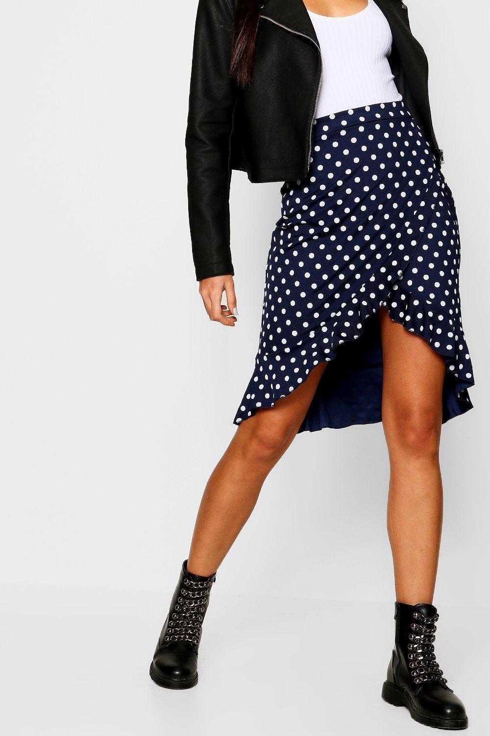 polka dot midi wrap skirt