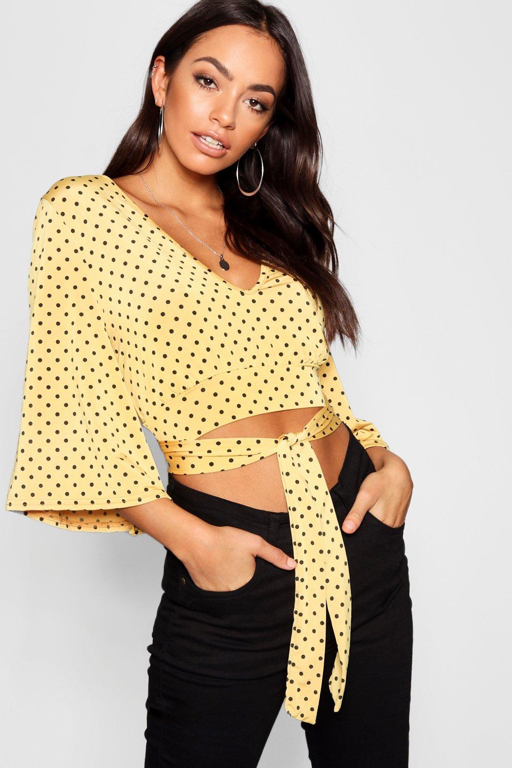 polka dot tie front top