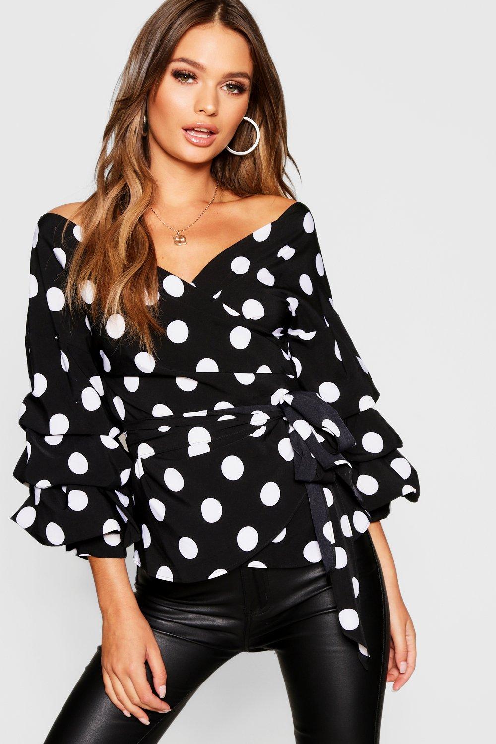 ruffle tiered sleeve wrap top