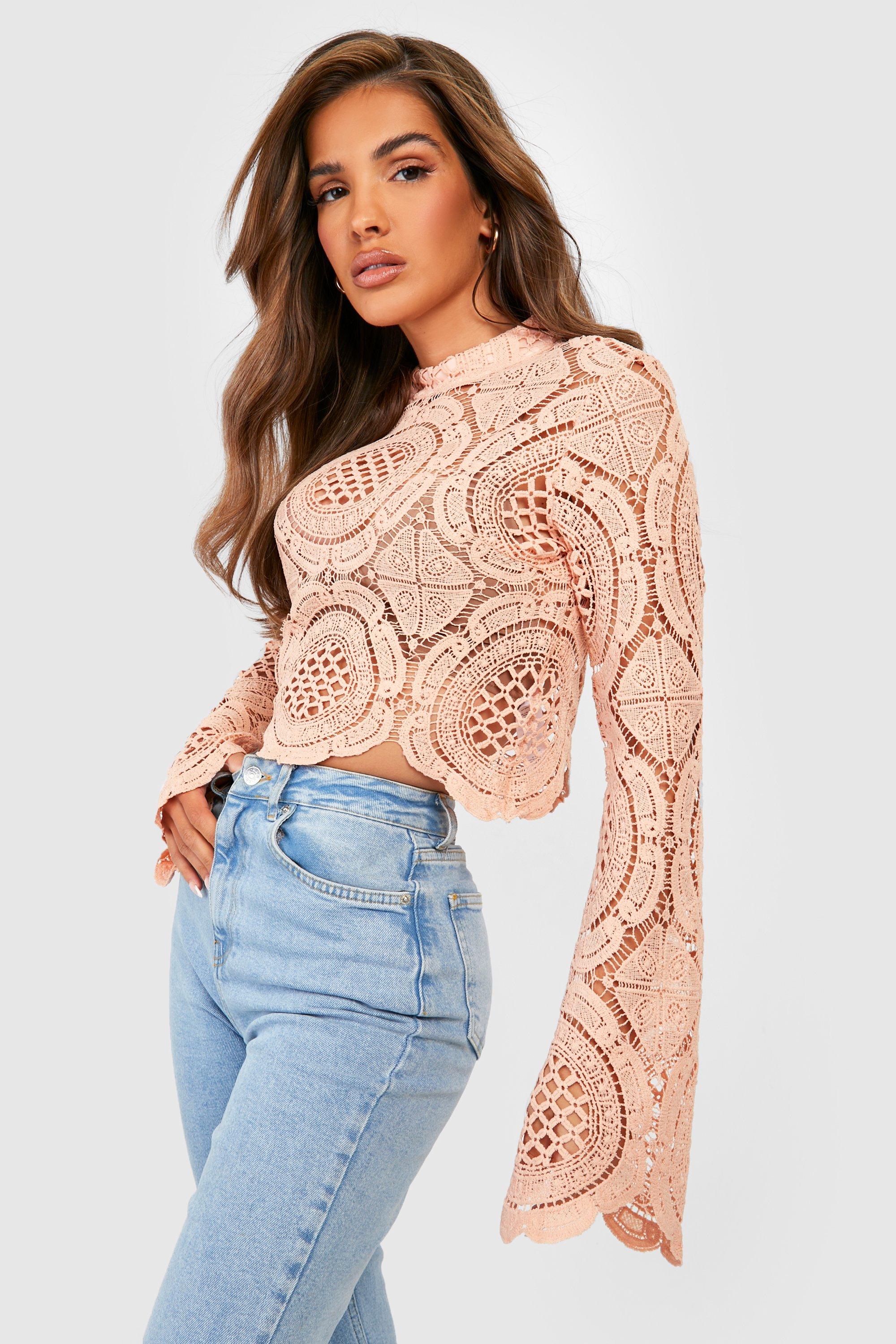 Crochet lace best sale long sleeve top