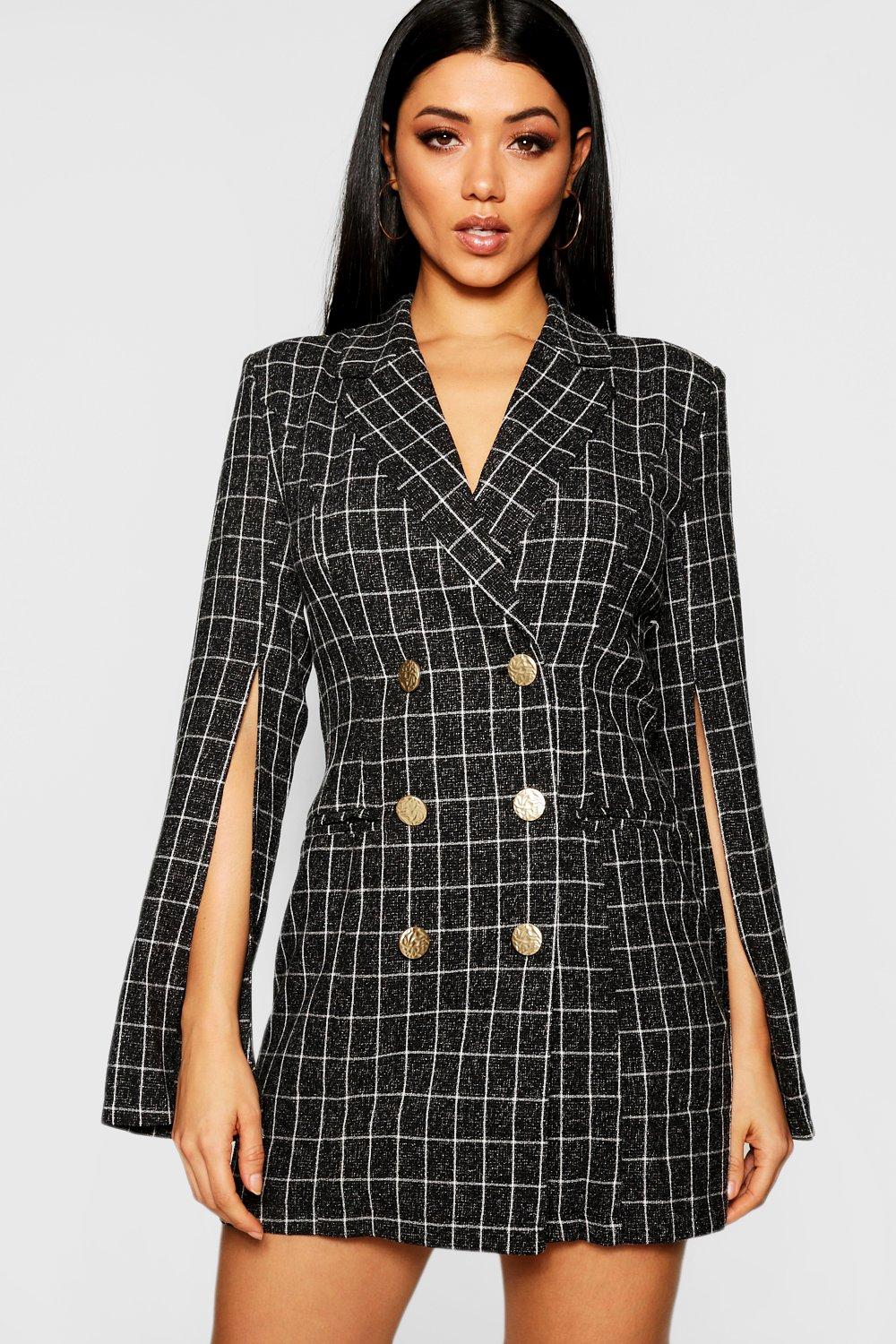 black split sleeve blazer dress