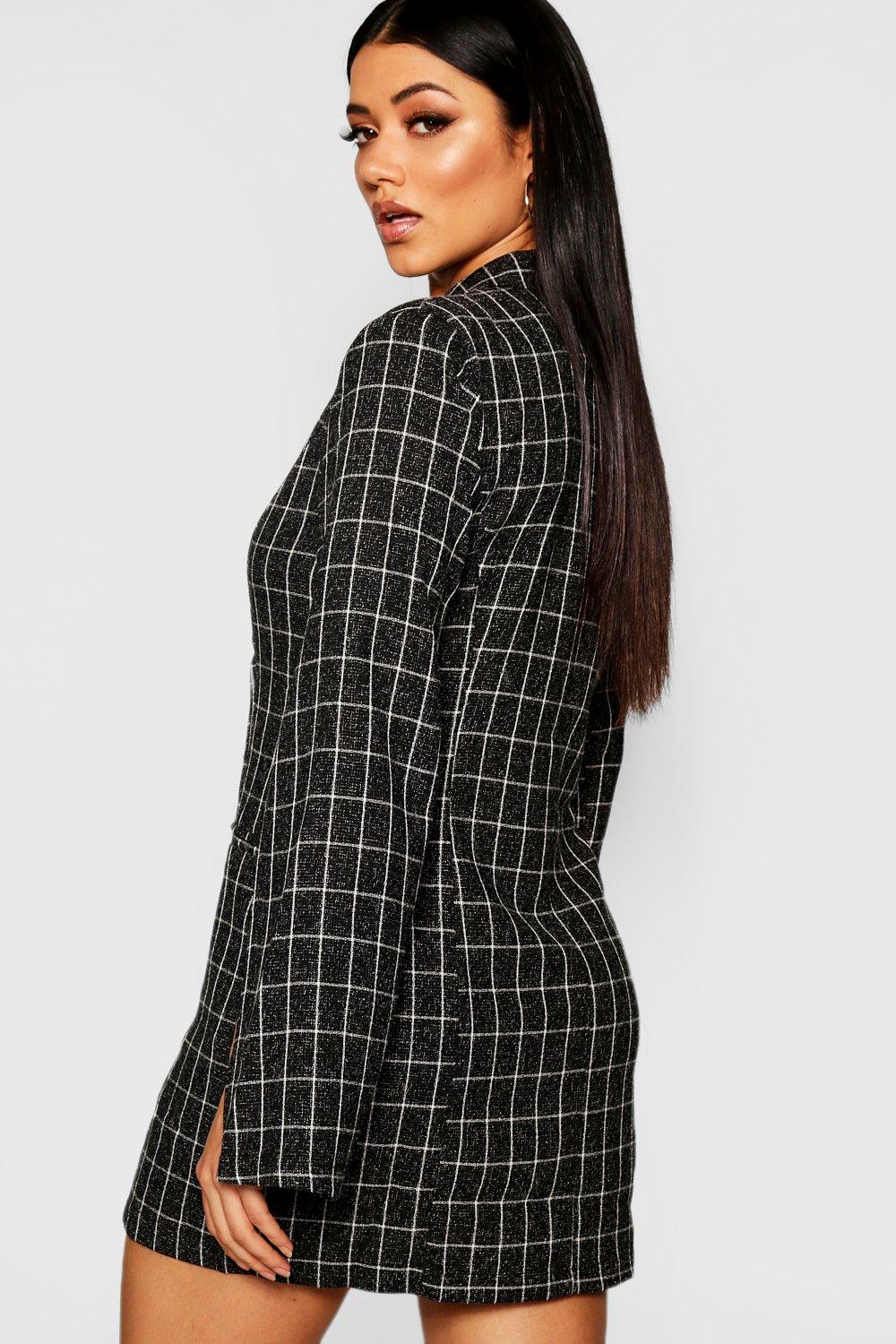 black split sleeve blazer dress