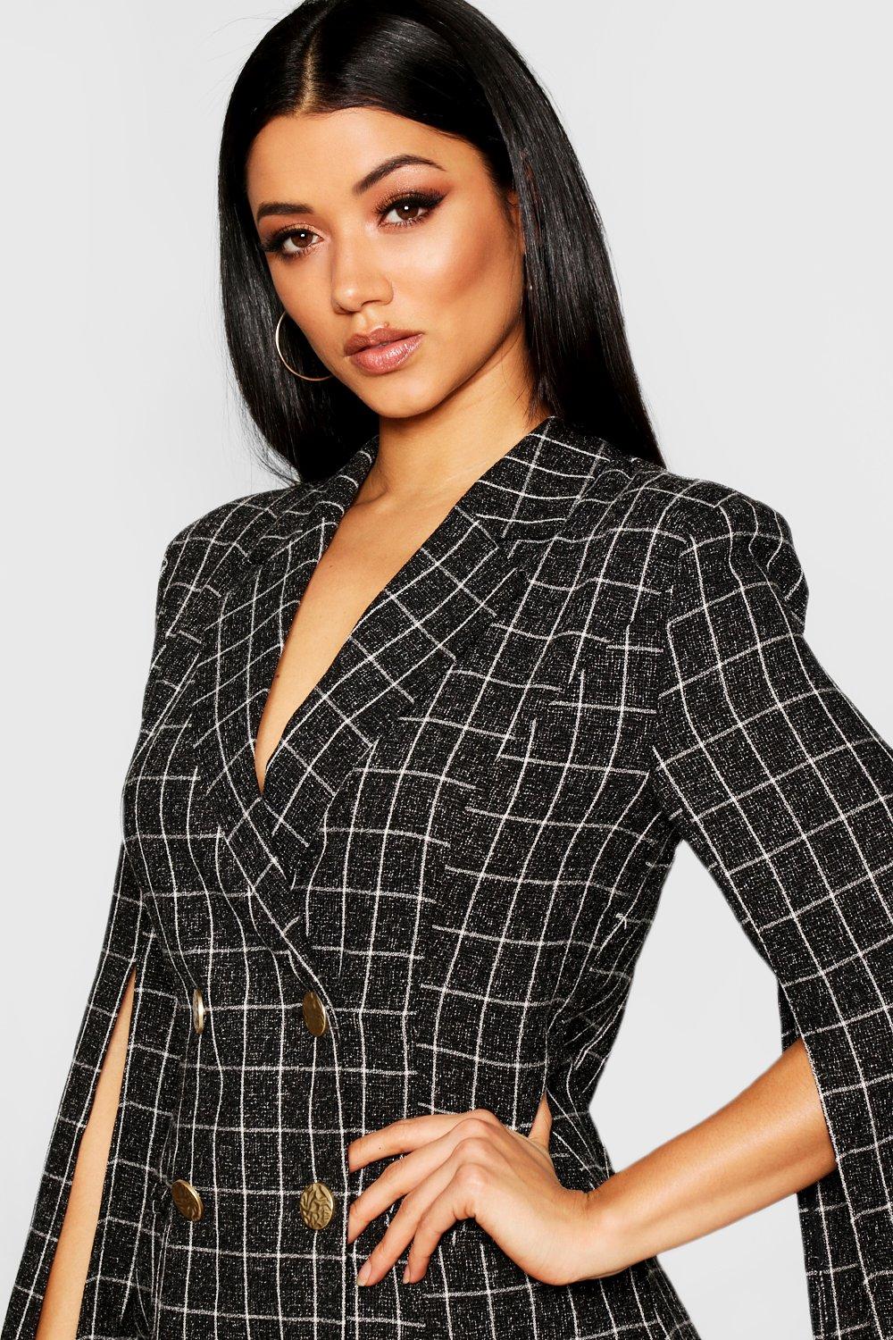 black split sleeve blazer dress