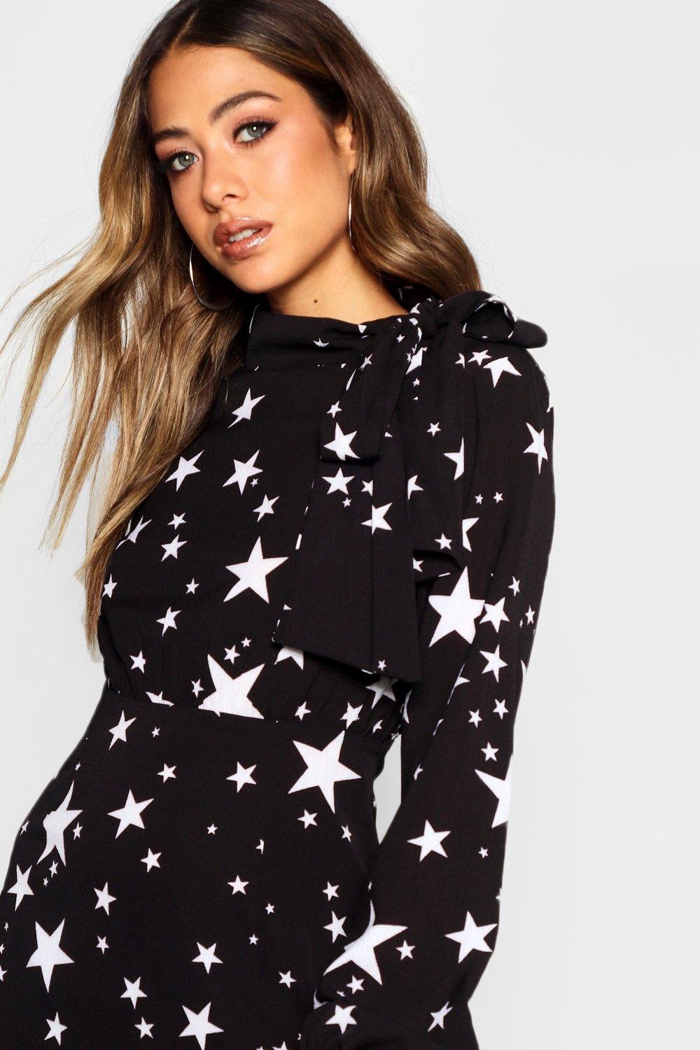 Boohoo star print dress sale