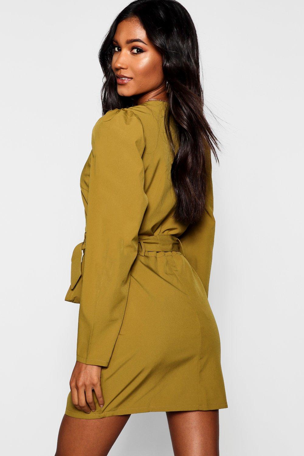 Belted Pocket Front Utility Shift Dress