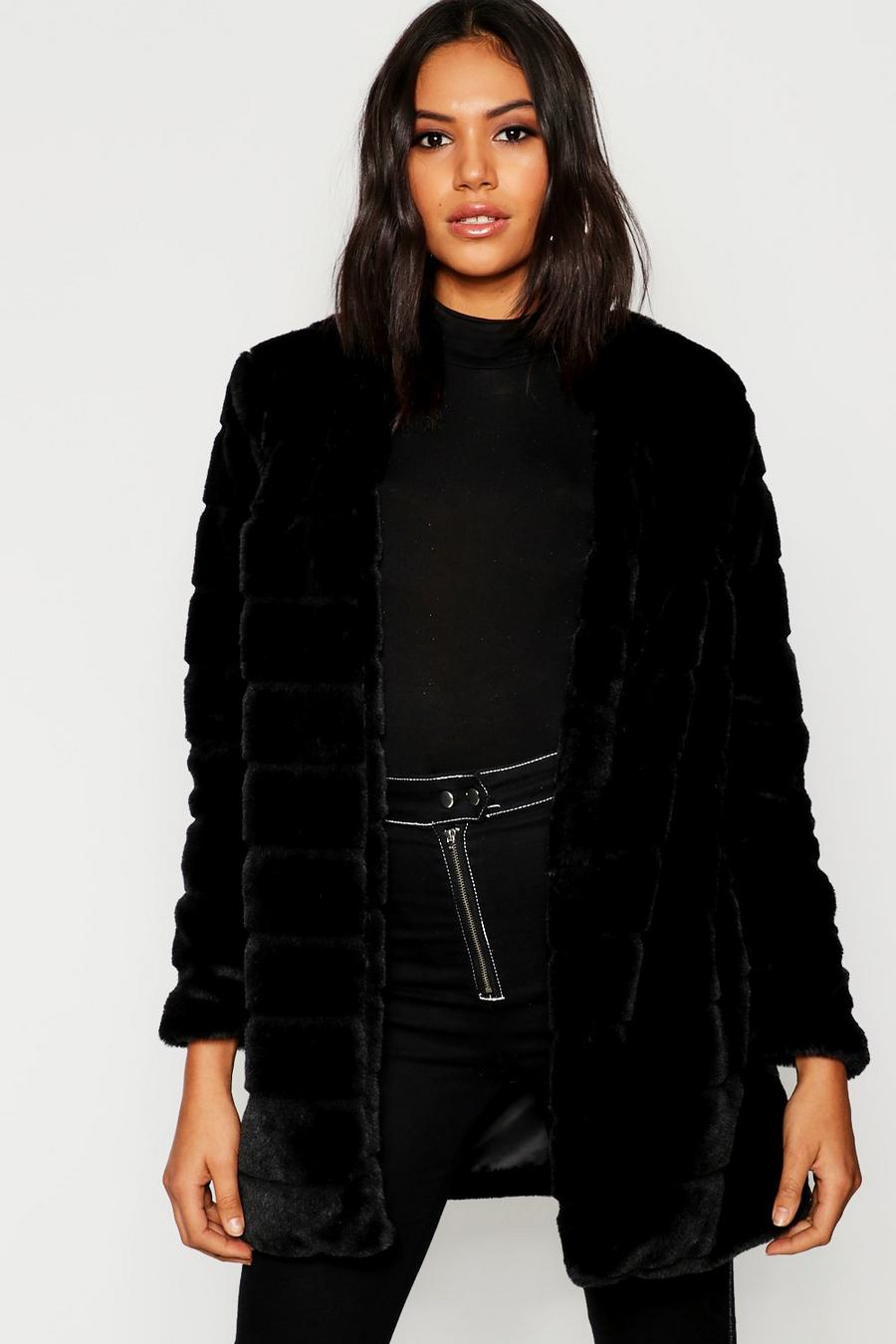 Panelled Faux Fur Coat image number 1