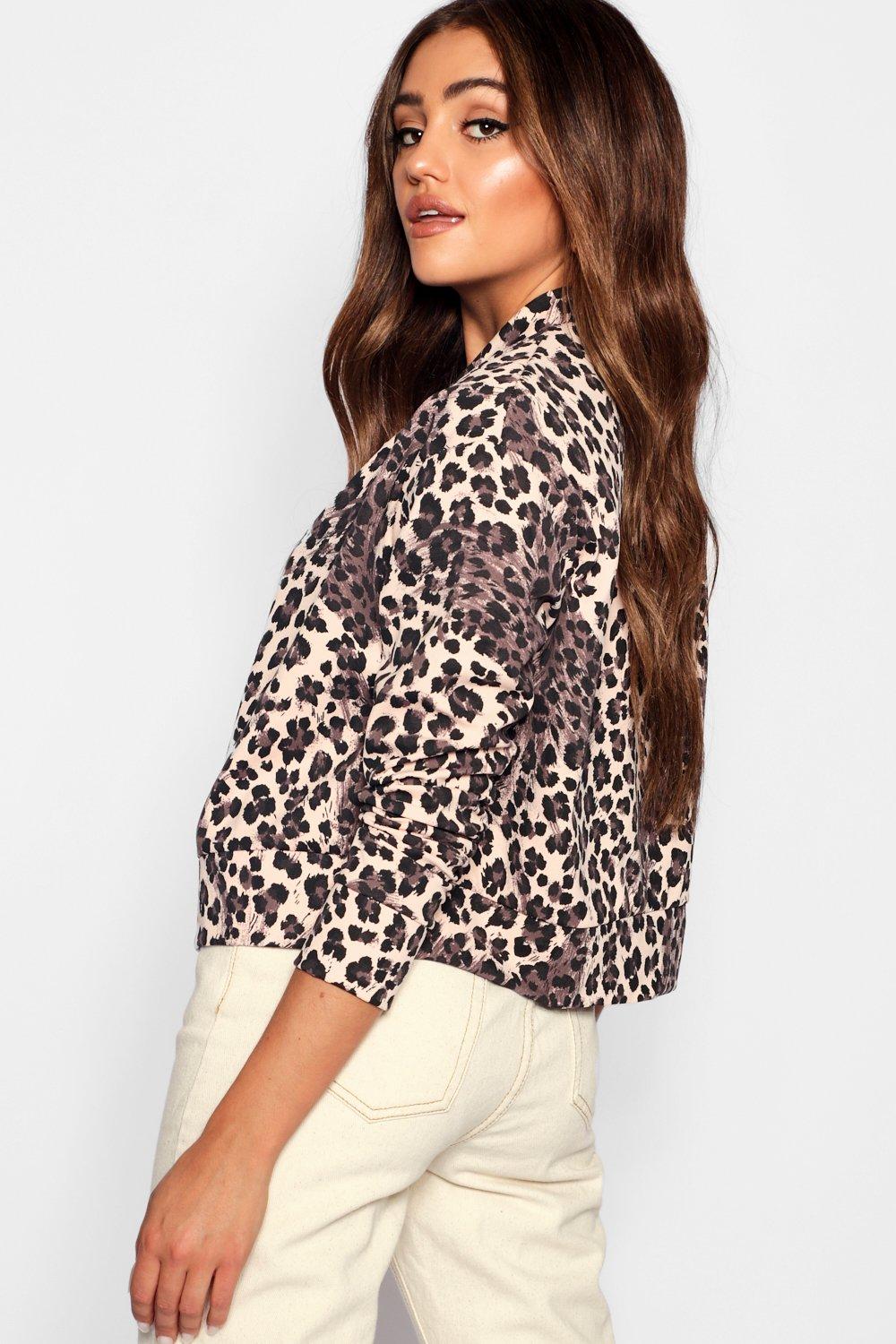 Leopard bomber sweater hotsell