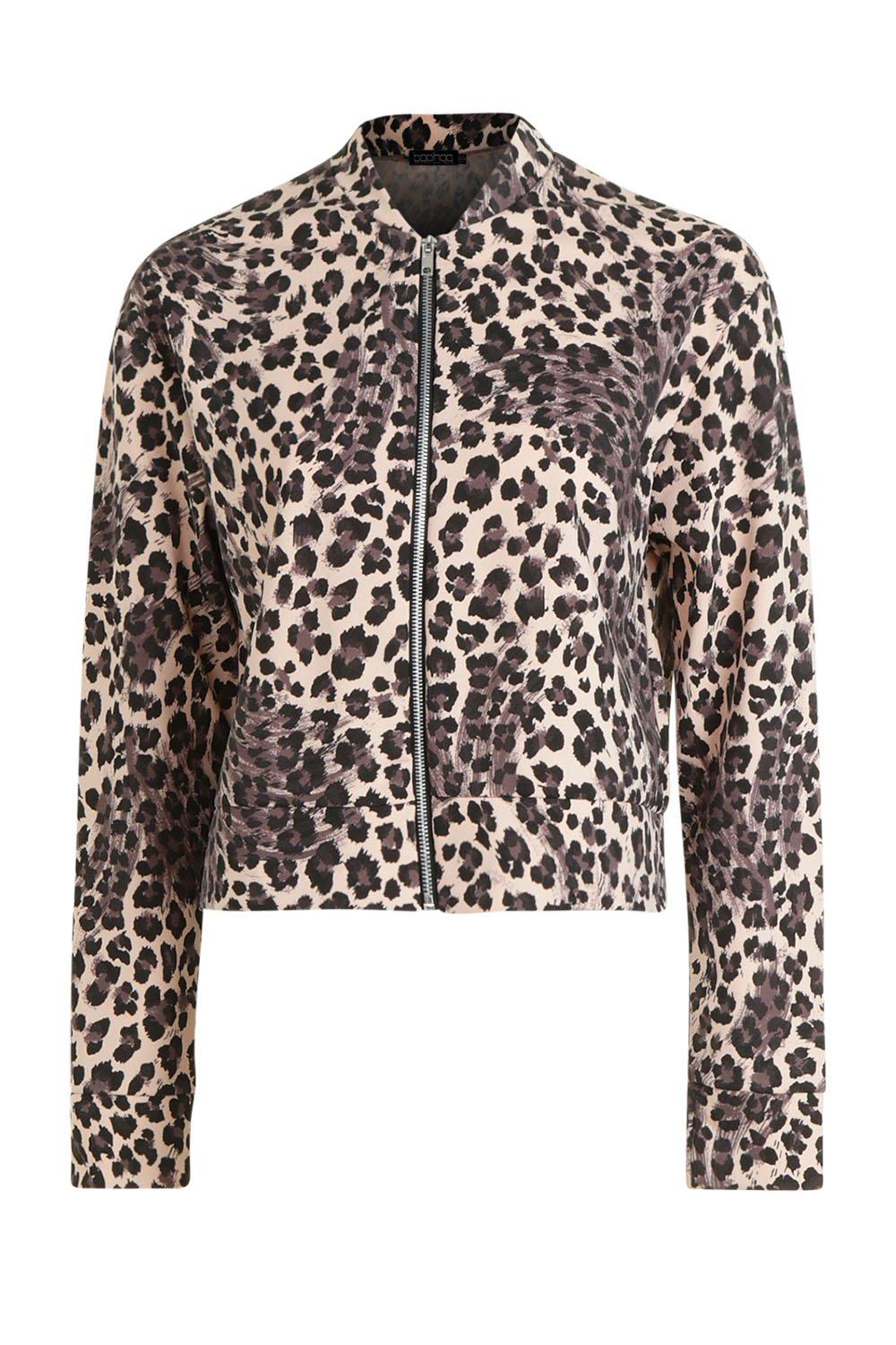 Leopard Print Bomber Jacket boohoo UK