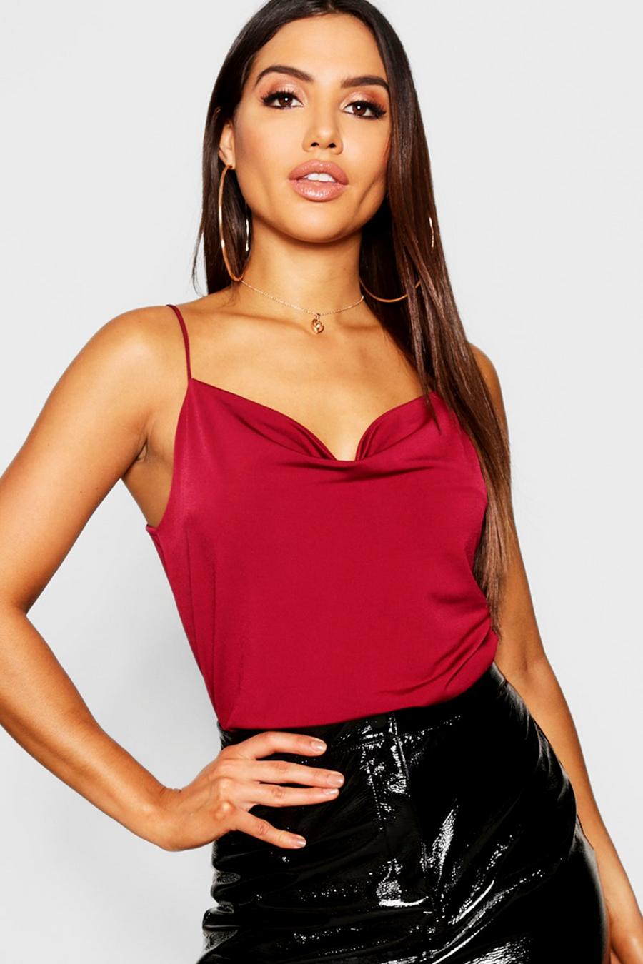 Berry Cowl Neck Cami Top image number 1