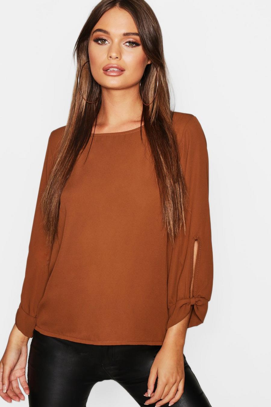 Brick Bow Sleeve Woven Blouse image number 1