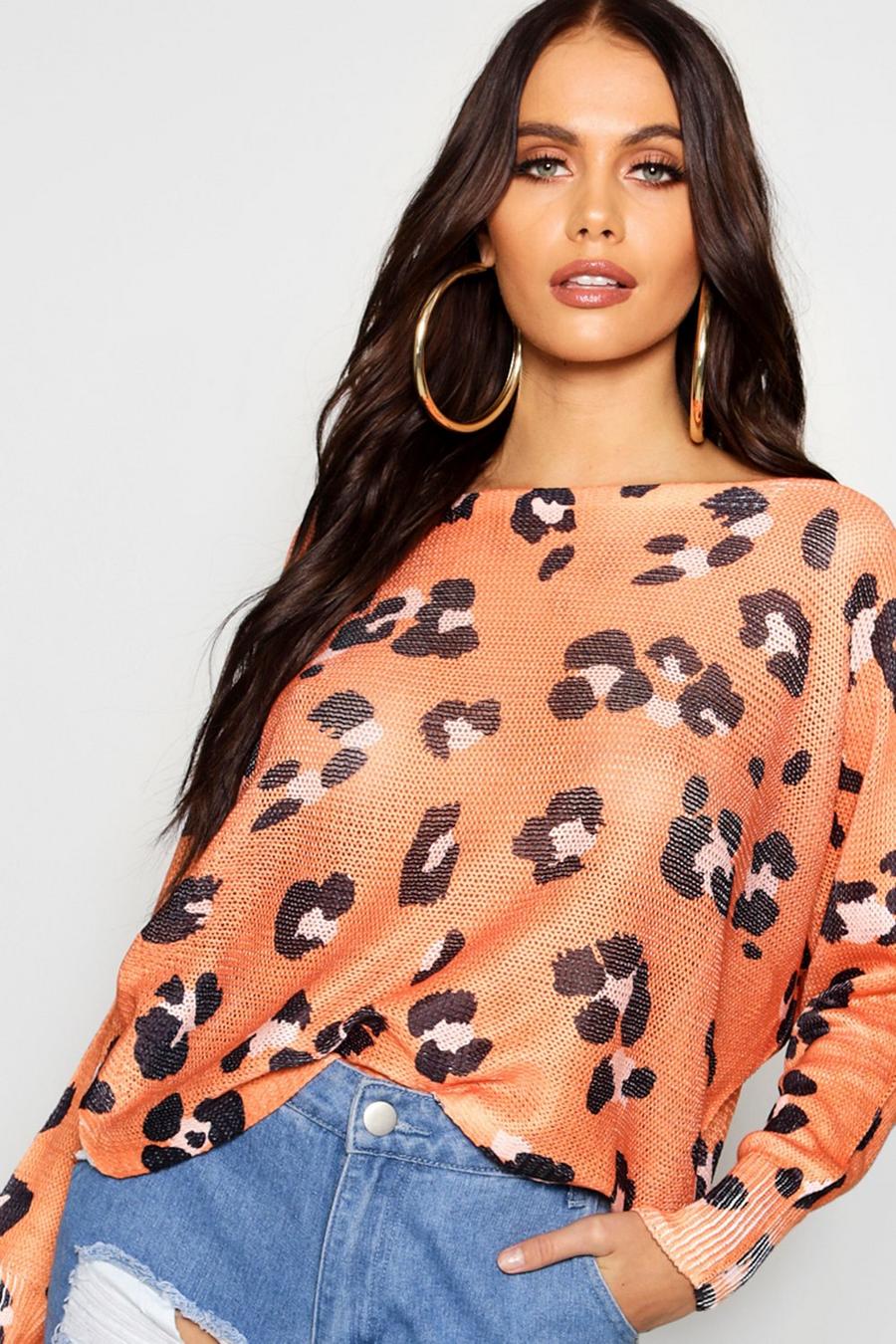 Leopard Print Boxy Crop Sweater image number 1