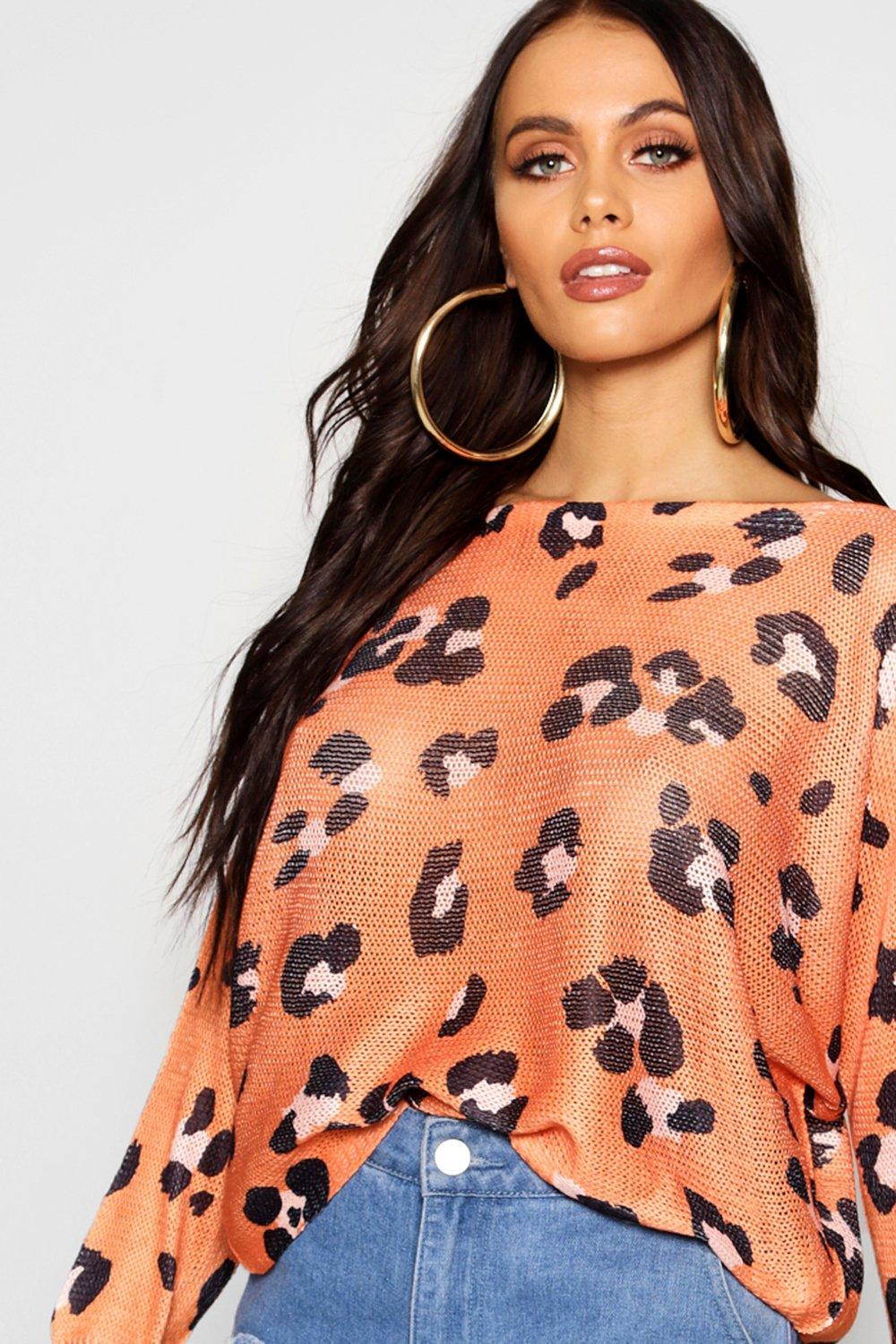 Orange leopard print jumper best sale