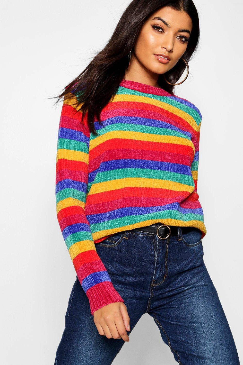 boohoo rainbow jumper