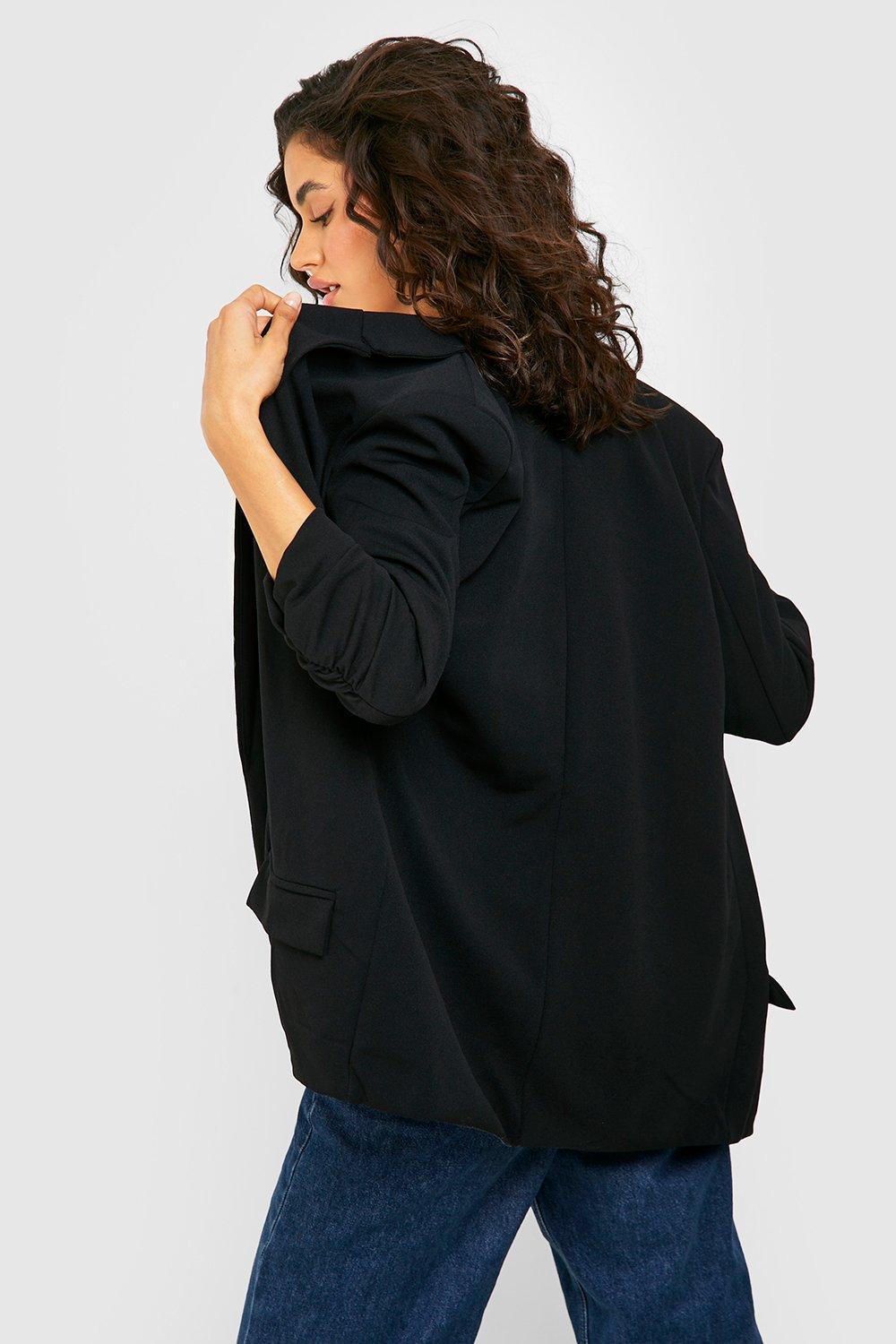 Black blazer ruched on sale sleeves