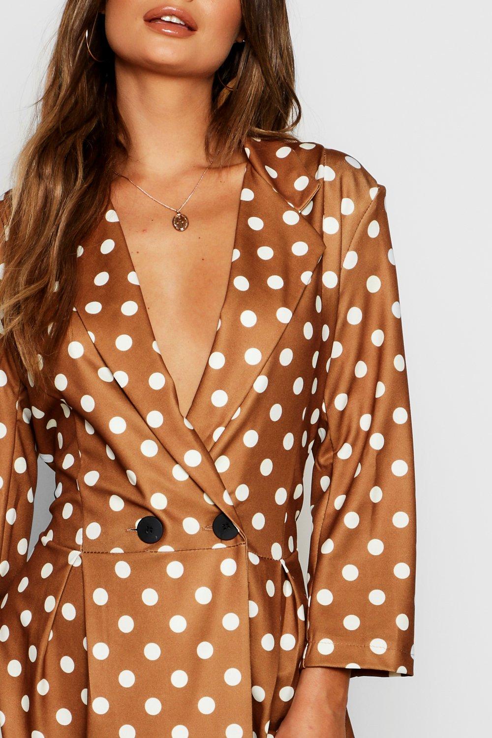 Spot Print Blazer Skater Dress