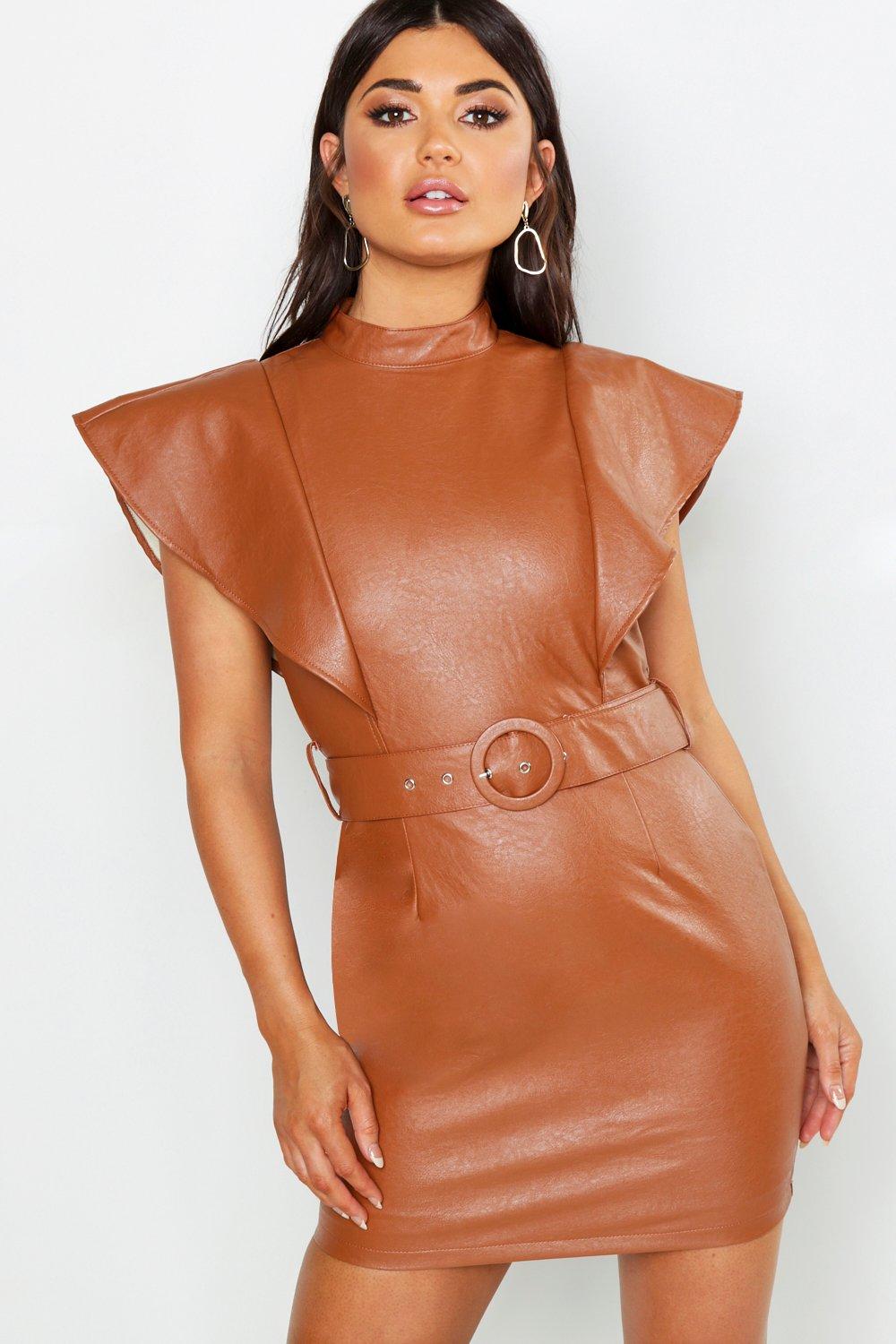 boohoo pu dress