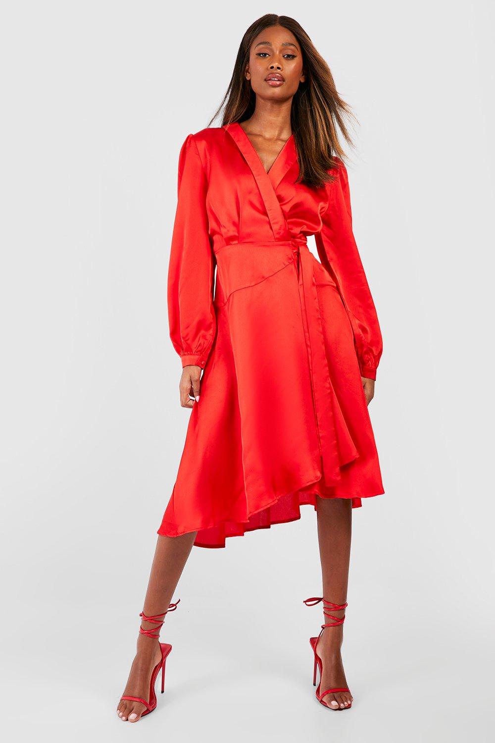 Boohoo red outlet wrap dress