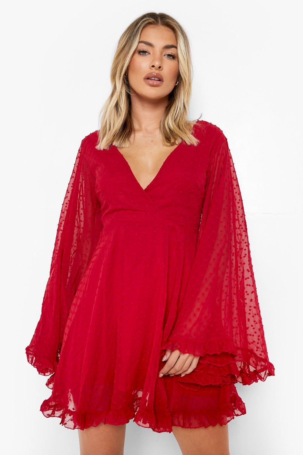 boohoo red cape dress