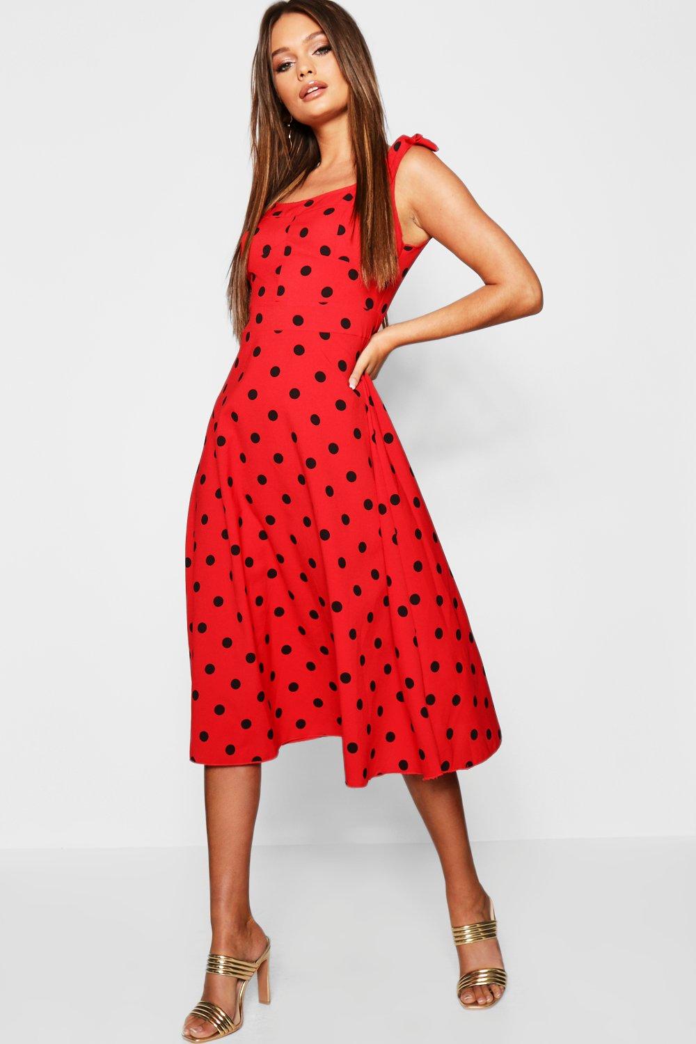 boohoo square neck midi skater dress
