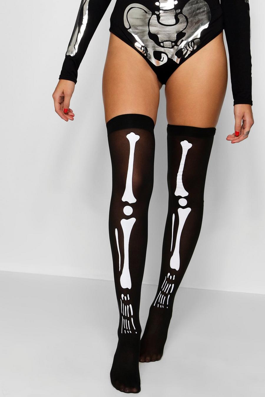 Halloween Skeleton Stockings, Black image number 1
